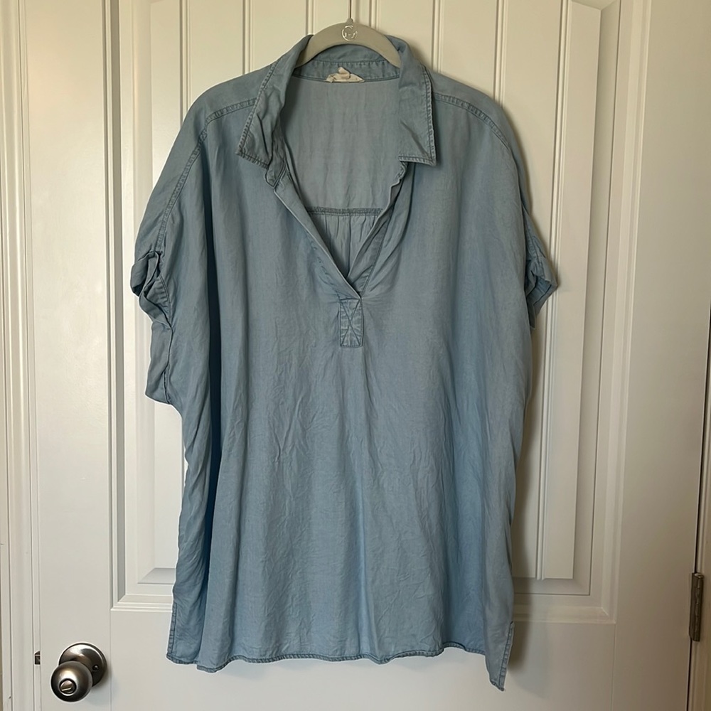 Short sleeve jean blouse